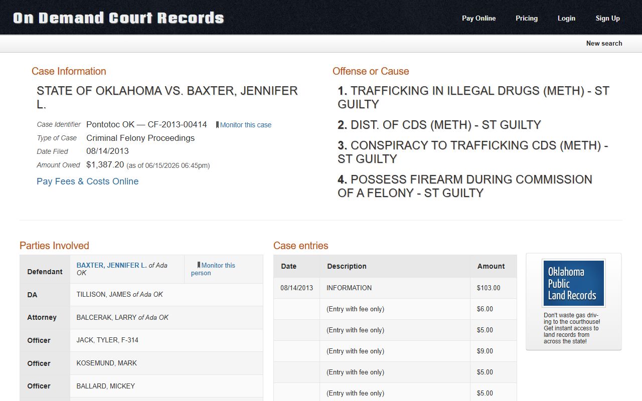 Pontotoc County court dockets