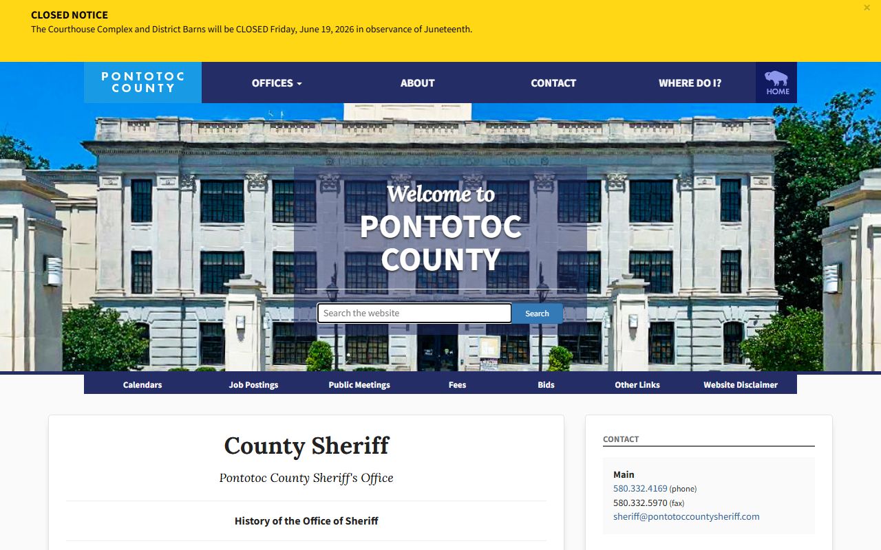 Pontotoc County probate records and Oklahoma county elected office structure background
